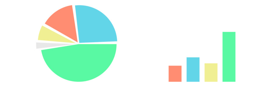 Pie chart and bar chart with random statistics